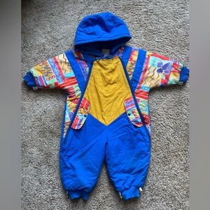 VINTAGE One Piece Snowsuit 90s Outdoor Winter Hiking Adventure Warm Size 18M